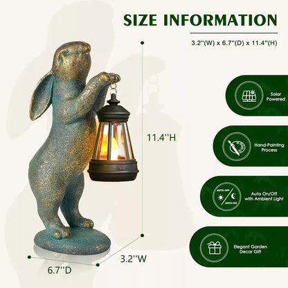 Skanto Statues Rabbit with Solar Lamps Outdoor Light Rabbit Figurines Decorations