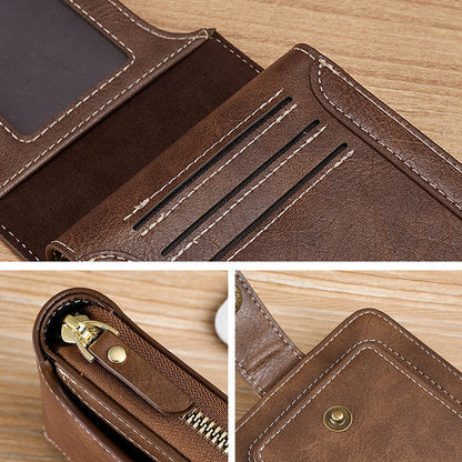 Skanto | Men's Ny Short Fashion Trend Multi-Card Horizontal Zipper Wallet