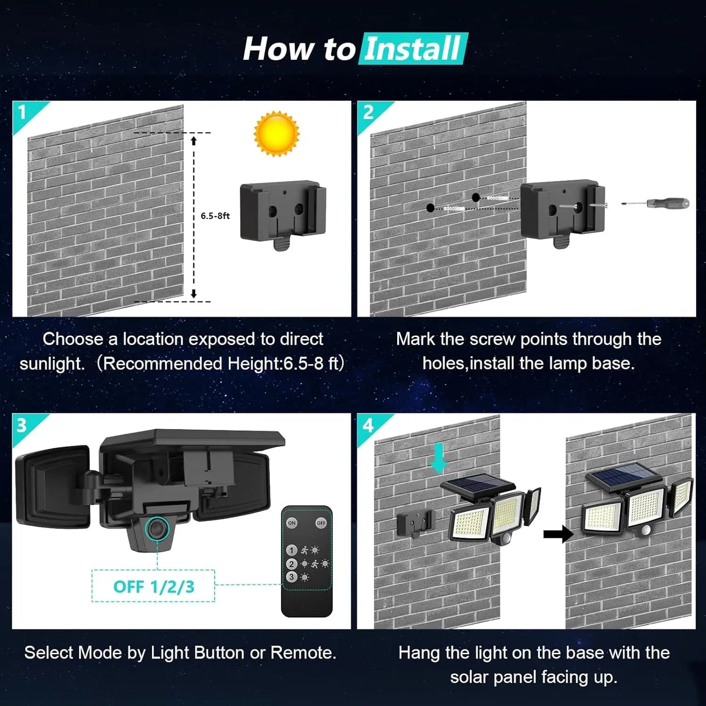 Skanto | Triple Head Motion Sensor Solar Light for Outdoors