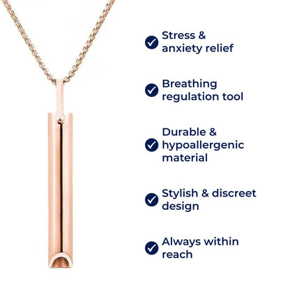 CalmAura | Anxiety Relief Breathing Necklace – Stainless Steel – Stress Reduction – Mindfulness Aid for Adults Bowlift