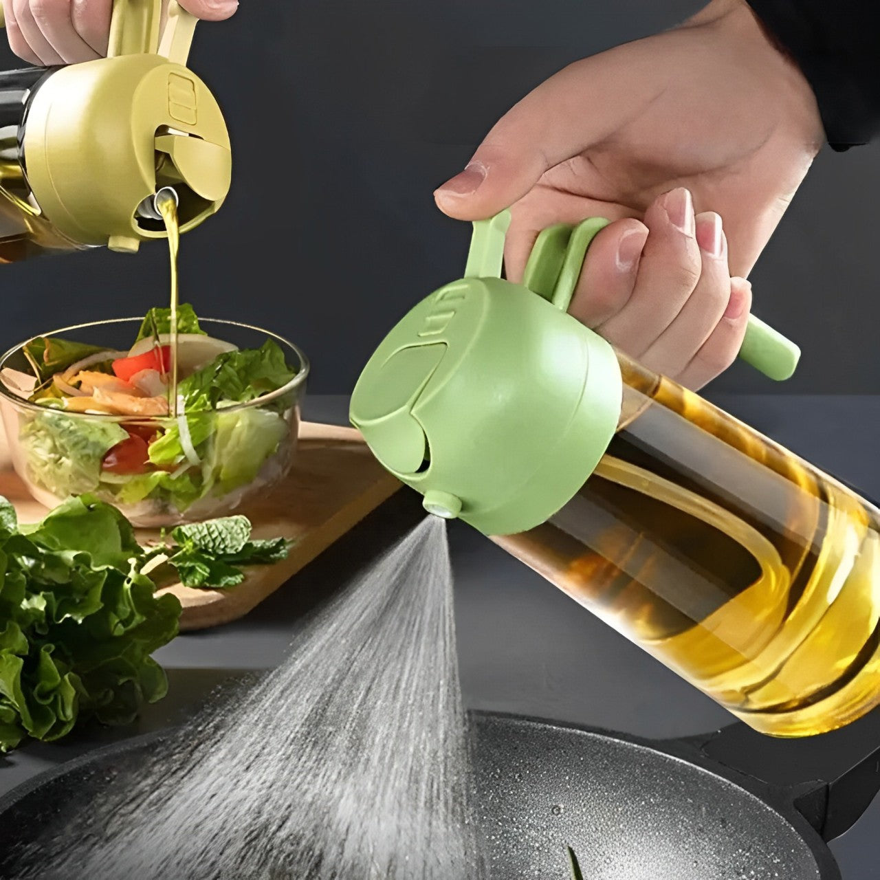 Skanto | 2-in-1 Olive Oil Dispenser & Sprayer – Perfect for Cooking, Salads, and BBQ