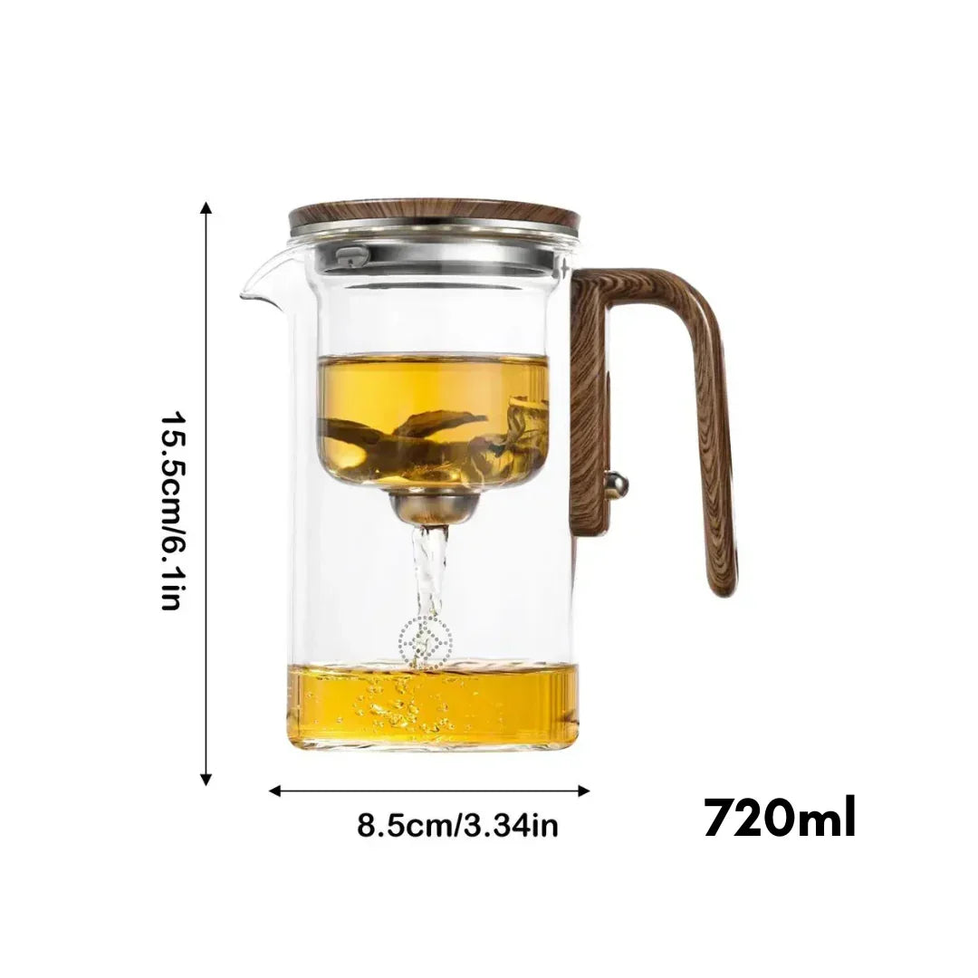 Skanto | Elegant Glass Teapot with Wooden Handle – Transparent Teapot for Tea Enjoyment
