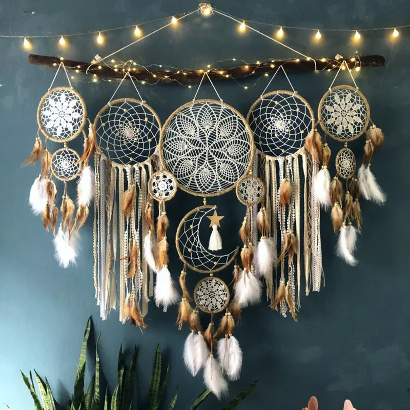 Dreamcatcher Moon and Stars Hanging Above Bed (5 PCS) Skanto