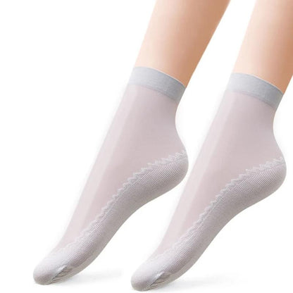 BowLift | Silky Anti-Slip Cotton Socks, 5 Pairs