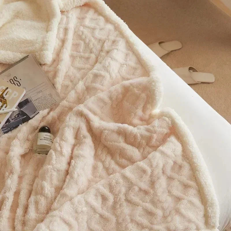 BowLift | Thick Lambswool Winter Fleece Blanket - LuxyCozy
