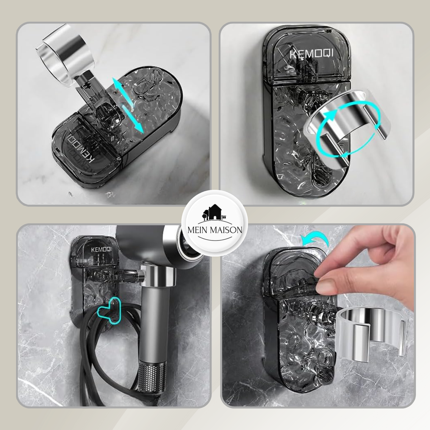 BowLift | DryFix – Hair dryer practically accessible, no drilling required!