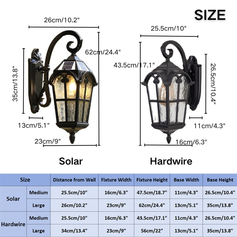 Skanto | Skanto Solar Waterproof Outdoor Wall Lamp | Vintage Design with Remote Control for Porch, Patio & Garden