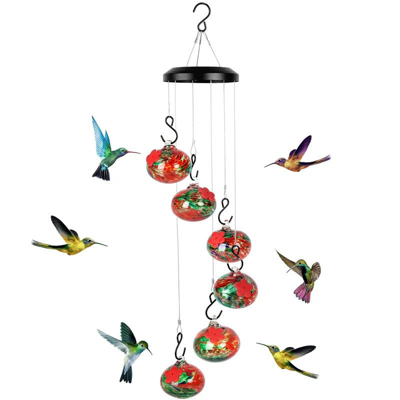 ChimeFeeder handcrafted glass hummingbird feeder with wind chime Bowlift