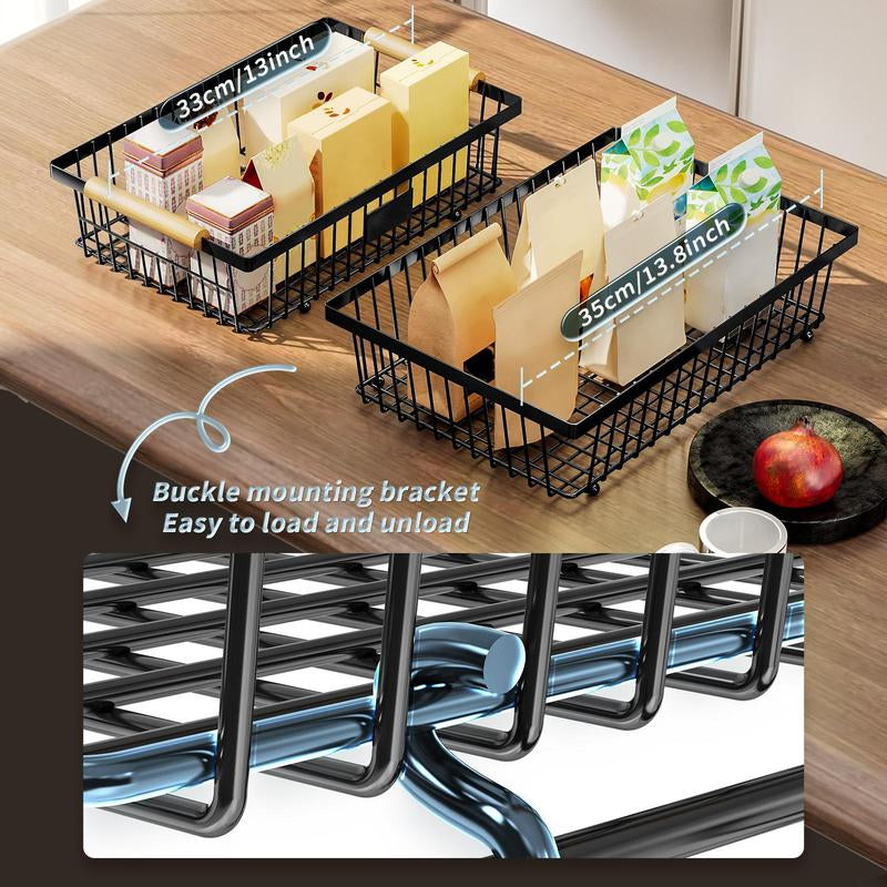 BowLift | 2-Tier Metal Fruit & Vegetable Storage Rack with Hooks