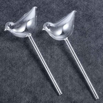 Self-watering glass birds