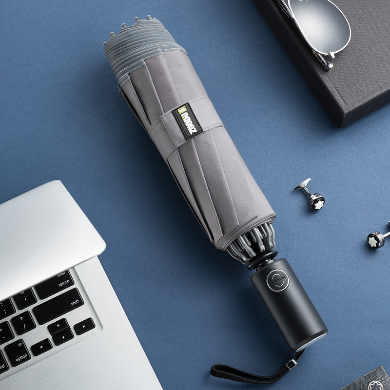 Skanto | Windproof Inverted Folding Umbrella with LED, Auto Open/Close Design, Safety Reflective Strip, and Strong 10 Ribs