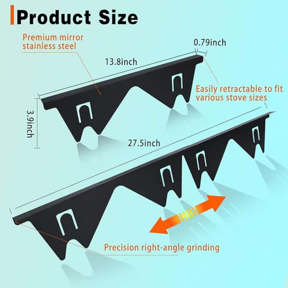 BowLift | Adjustable Stove Gap Cover | Heat-Resistant Stainless Steel Seal Strip | Kitchen Spill Protector