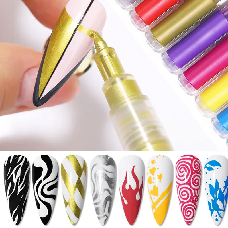 Skanto | 12-Color Ultra-Thin Curved Nail Pen