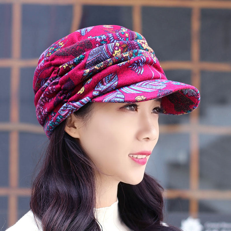Skanto | Floral Pleated Short Brim Cap