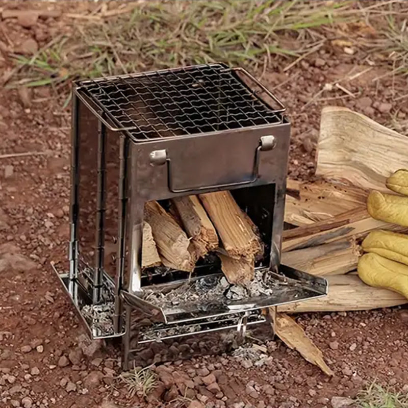 Skanto | Outdoor Folding Wood Stove Mini Stainless Steel Grill Camping Picnic