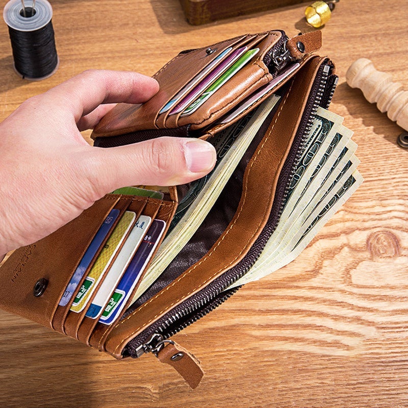 Wallet with multiple compartments Anti-RFID with coin pocket | Bowlift