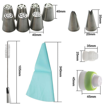 Skanto | Stainless Steel Piping Set (13 Pieces) for Muffin and Cake Decoration