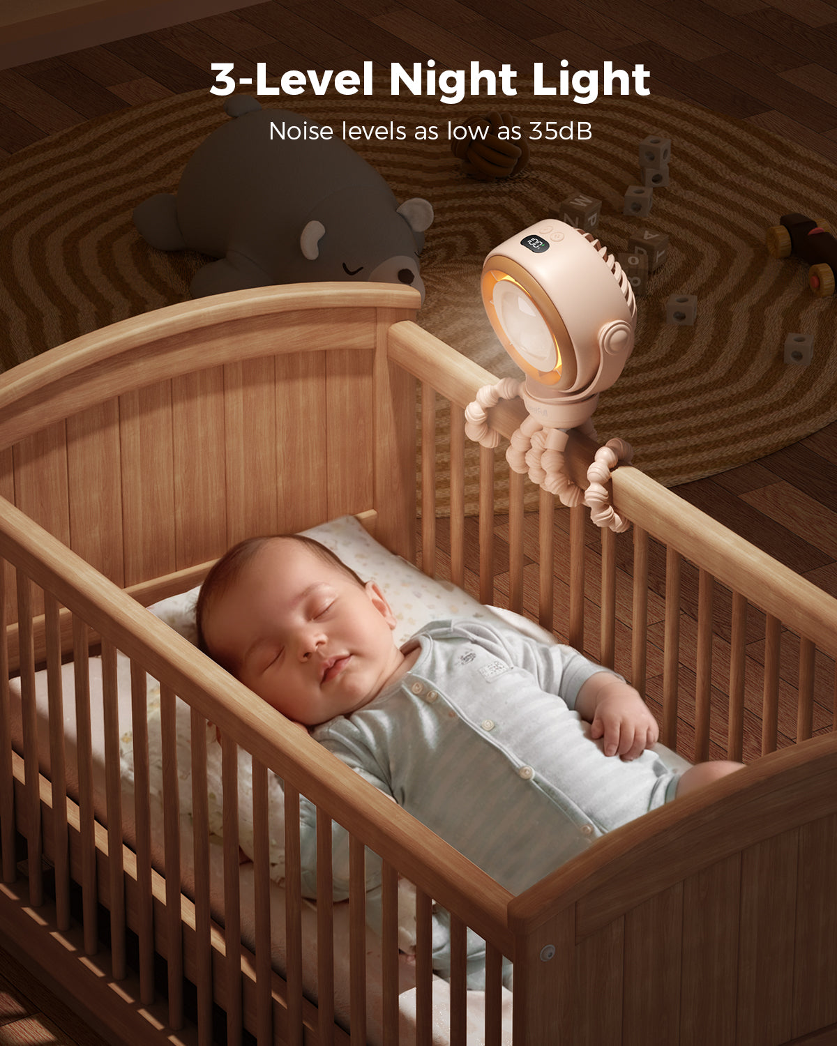 Baby Stroller Fan - 4000mAh Rechargeable 4-Speed | Bowlift