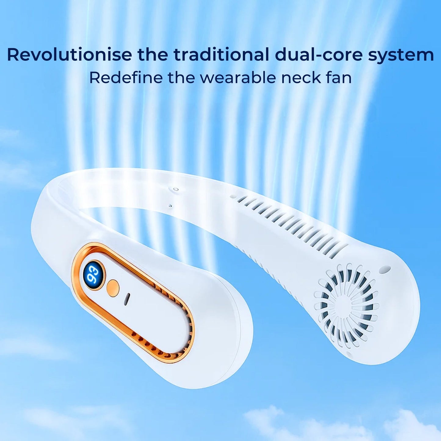 CoolEase | Portable Neck Fan – Bladeless Hands-Free Cooling – Five Speeds USB-C – Travel Office Shuttle Karnz