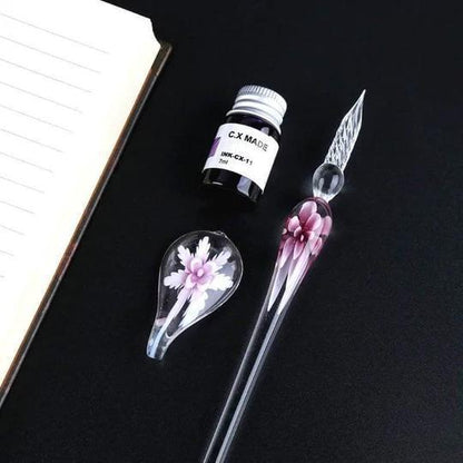Glass Calligraphy Pen Set with Ink and Pen Holder