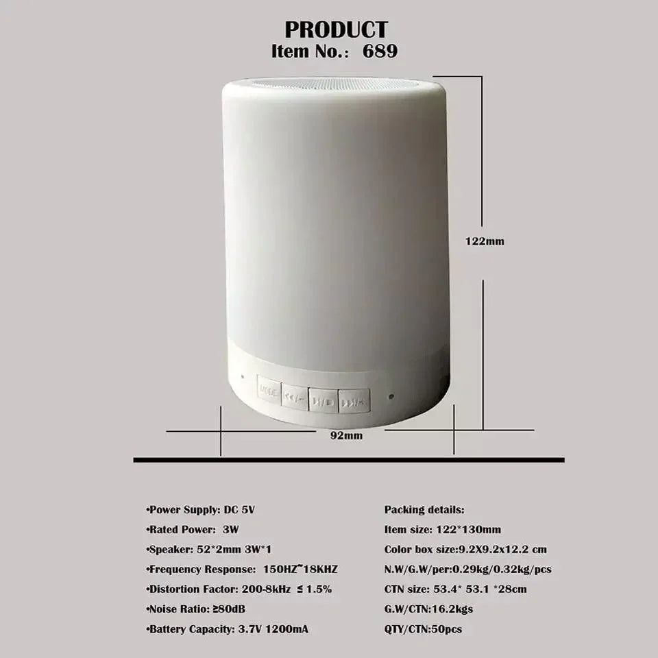 Colorful LED Night Light Bluetooth Touchpad Wireless Speaker Bowlift