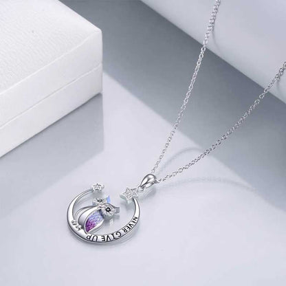 Never give up owl necklace