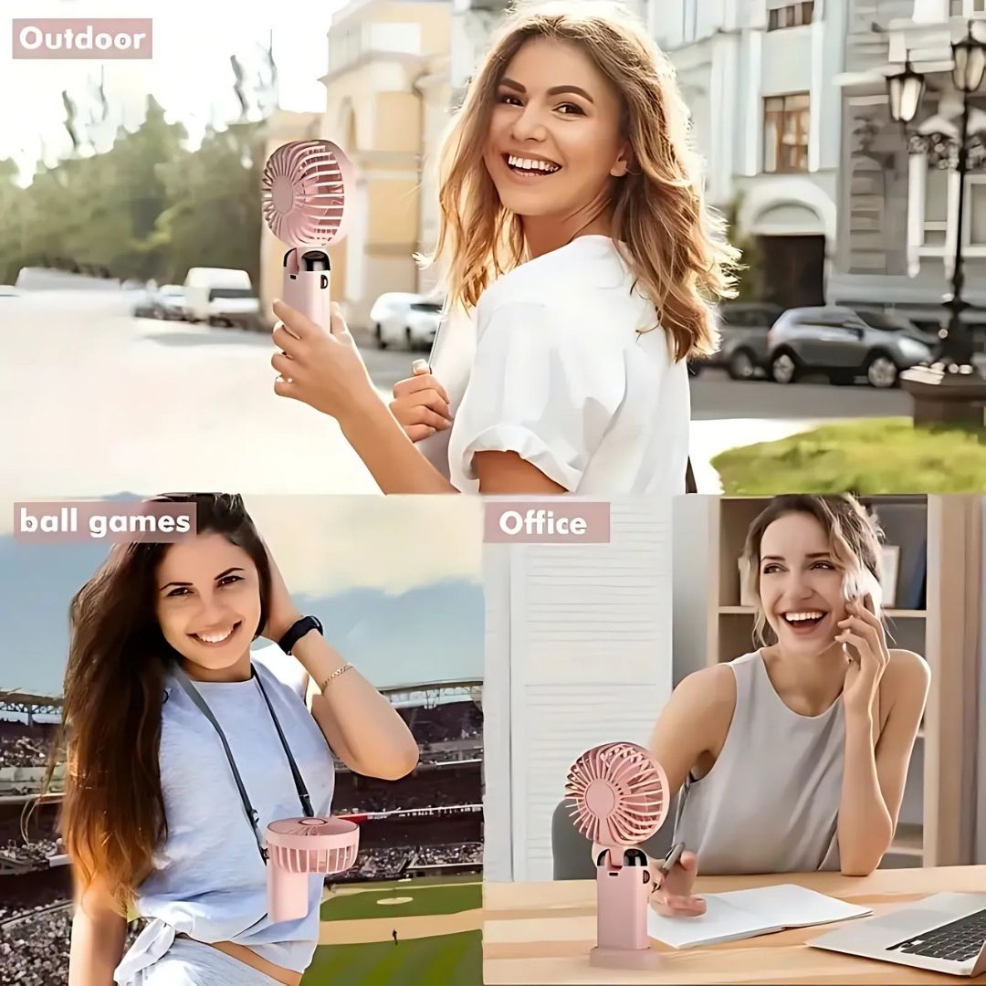 Rechargeable Handheld Mini Fan | 5-Speed, 90-Degree Adjustable & Quiet for Office, Home & Outdoor | Karnz
