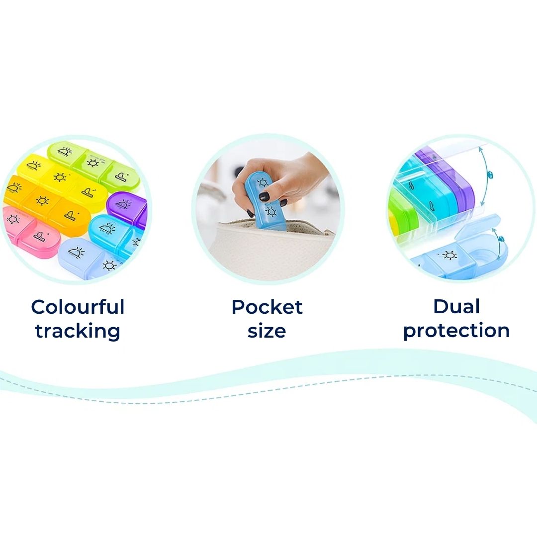 MediTrack | Weekly Pill Organizer – Improves Medication Adherence - Easy‑Open Large Compartments – BPA‑Free Durable – Travel & Seniors Bowlift