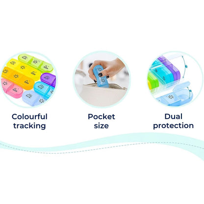 MediTrack | Weekly Pill Organizer – Improves Medication Adherence - Easy‑Open Large Compartments – BPA‑Free Durable – Travel & Seniors Bowlift