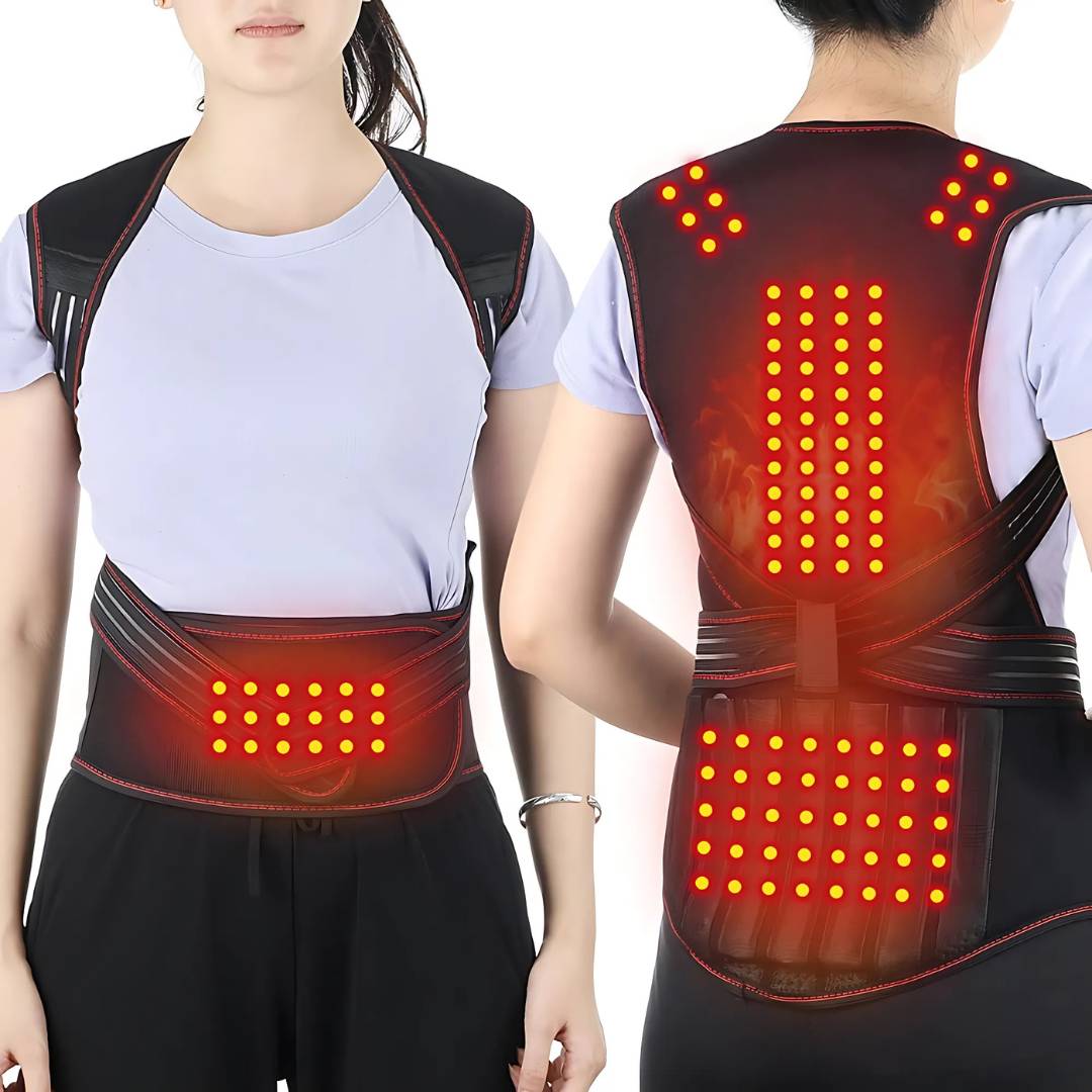 BowLift | Self-Heating Back Support Brace | Adjustable Heated Posture Corrector for Back Pain Relief & Improved Posture