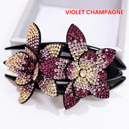 Double Flower Rhinestone Hairpin | Karnz