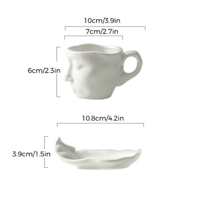 BowLift | Metal Touching Face Creative Ceramic Kiss Coffee Cup, Artistic Vibe Mug & Saucer Set