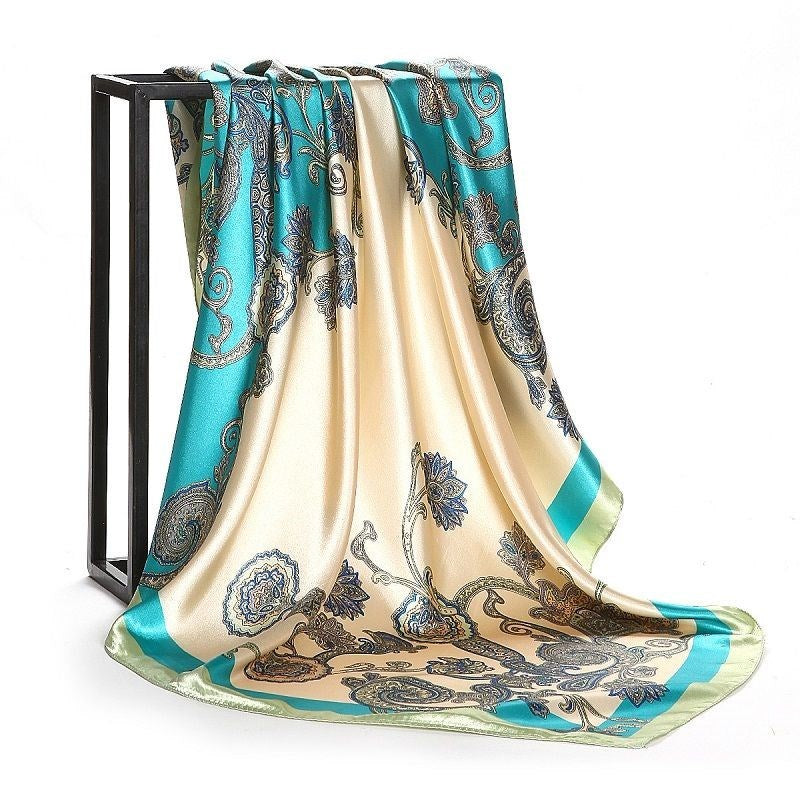 Skanto Skanto | Large Square Scarf Simulated Silk Scarf Versatile Scarf Scarf
