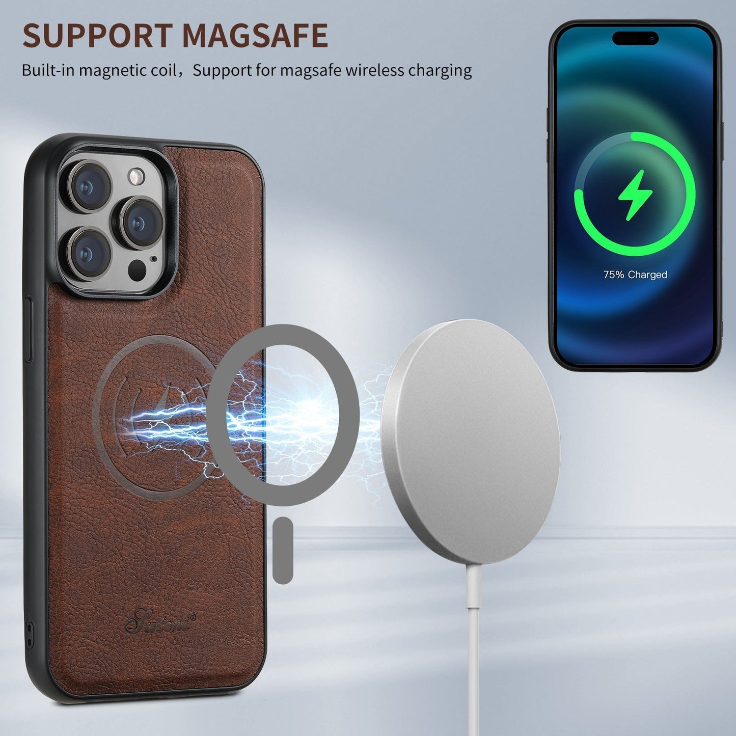 Skanto Leather Phone Case with Card Holder and MagSafe Compatibility