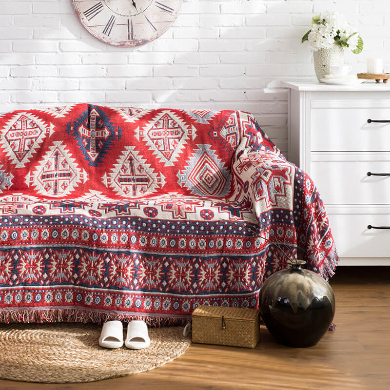 Bohemian knitted throw blankets for sofa decor