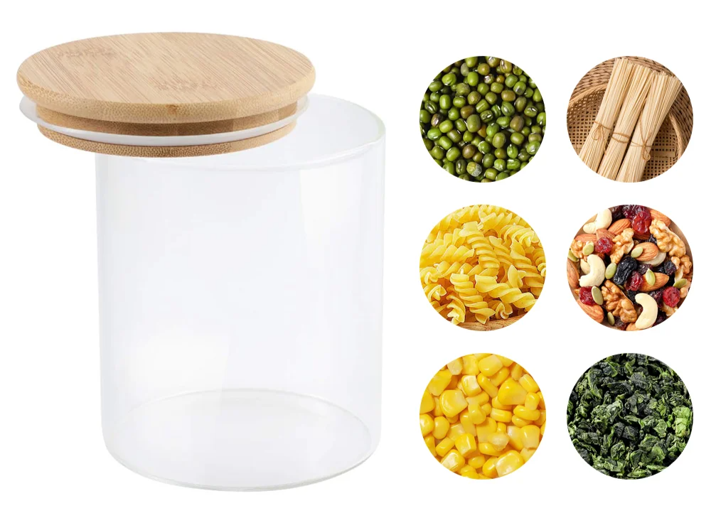 PureVorrat Glass Container Set – Storage Jars with Wooden Lid | Airtight & Stylish | Modern Kitchen Storage | Bowlift