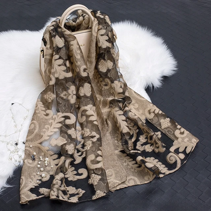 BowLift | Silk scarf with cut flowers hollow motif