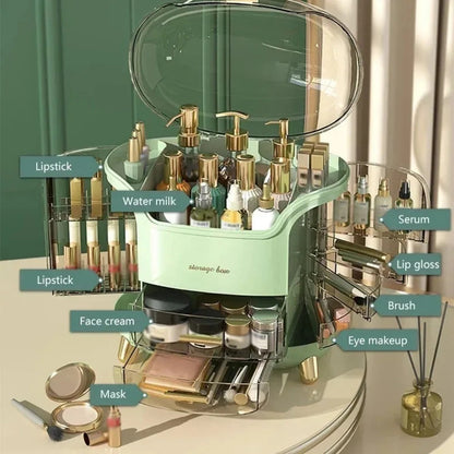 Luxury Transparent Makeup Organizer with Rotating Doors and Drawers | Kalsten