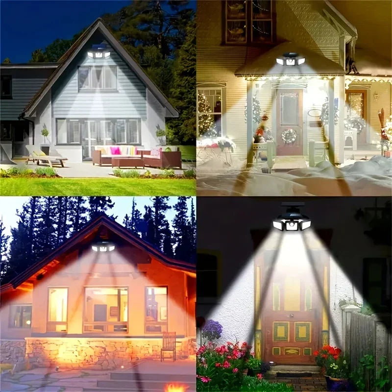 BowLift | Solar LED Floodlight with Motion Sensor – 3-Head Outdoor Security Lighting for Garden, Driveway & Garage