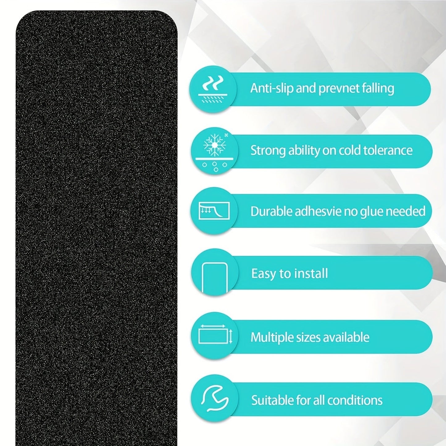 Skanto | Non-Slip Stair Treads 10-Pack – 6"x24", 80-Grit, Weather-Resistant