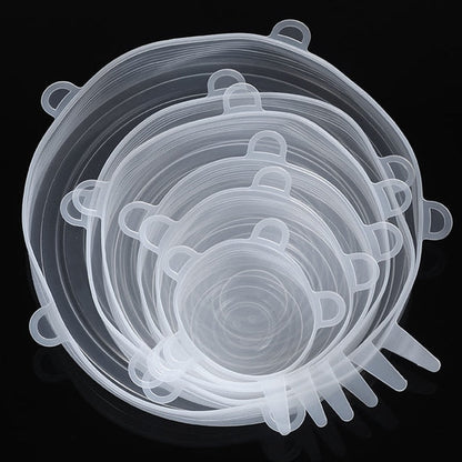 6 Pieces Adaptable Lids Silicone Covers Food Wraps Elastic Stretchable Lids | Brehn