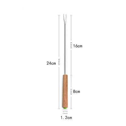 6Pcs Stainless Steel Forks with Wooden Handle for BBQ Campfire Grill | Bowlift