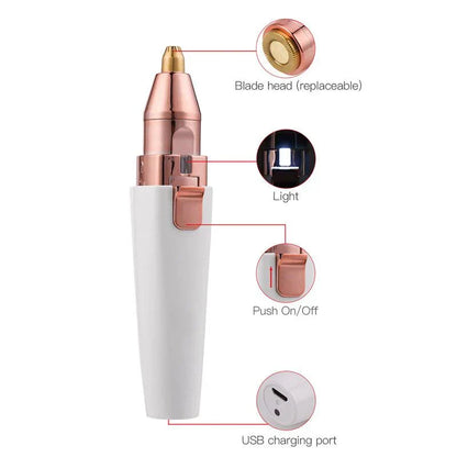 2 in 1 Facial Hair Trimmer with Light Bowlift