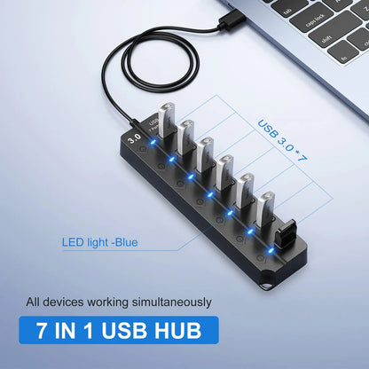 Skanto | 7-Port USB 3.0 Hub with Power Switch – PortMaster (1+1 FREE)