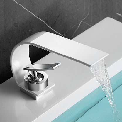 BowLift | Bathroom faucet brass waterfall spout lever handle basin faucet