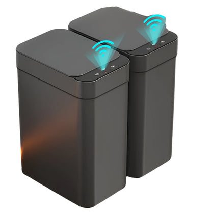 Skanto | Set of 2 Smart Sensor Trash Cans - Touchless and Compact (Black)