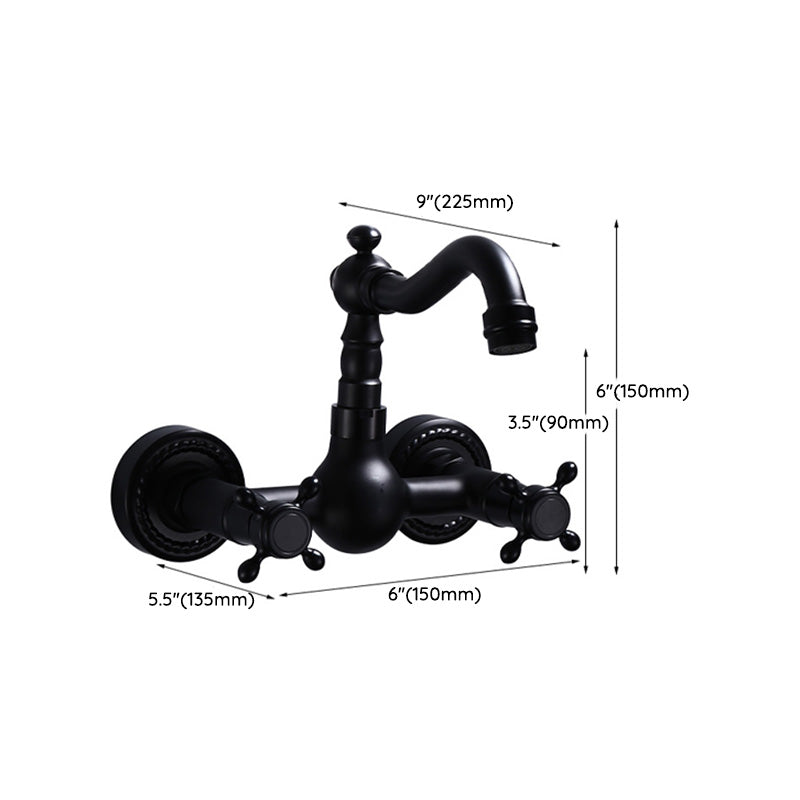 Black Wall-Mounted American Classic Widespread Bathroom Faucet