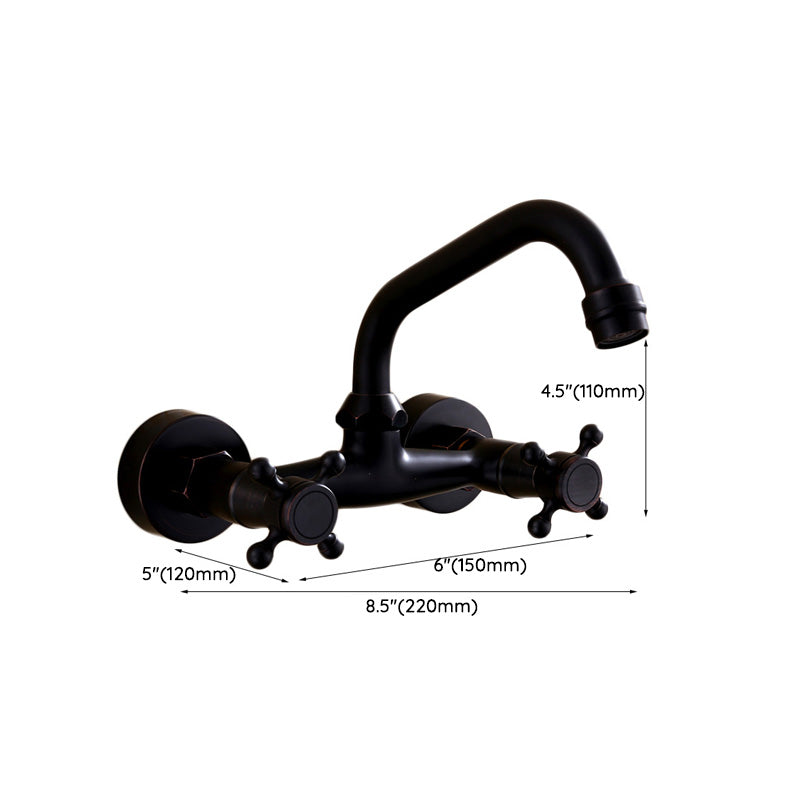 Black Wall-Mounted American Classic Widespread Bathroom Faucet