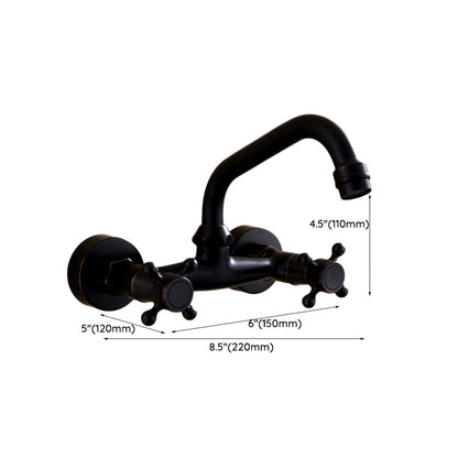 Black Wall-Mounted American Classic Widespread Bathroom Faucet