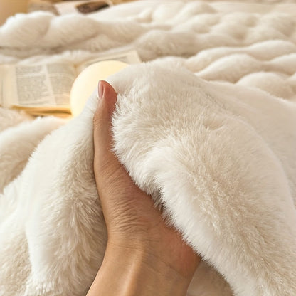Faux Rabbit Fur Fleece Blanket – Luxury Warming Couch Blanket for Napping and for Air Conditioning | Soft and Thick Blanket | Karnz